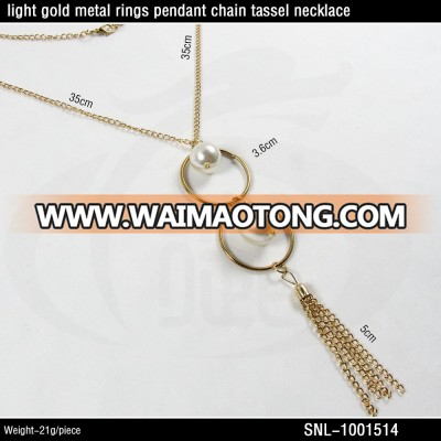 light gold fashion beads pendant metal chian tassel necklace 2018 new design