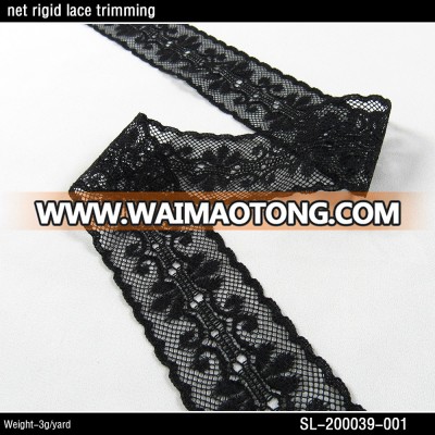 3.9cm wide nylon net rigid lace trimming stocks black lace trim