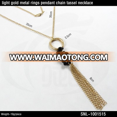 light gold fashion beads pendant metal chian tassel necklace 2018 new design