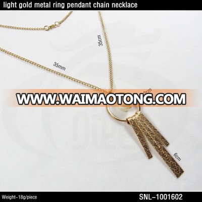 light gold metal rings fashion pendant chian necklace 2018 new design