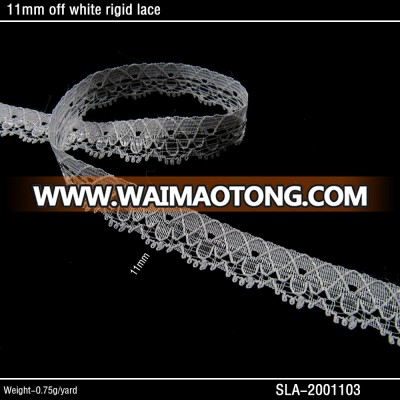 11mm wide small nylon rigid lace trim, bridal lace trim